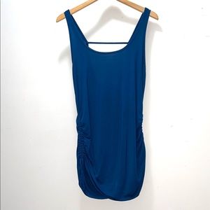 Lucky Brand blue ruched open back tank top L